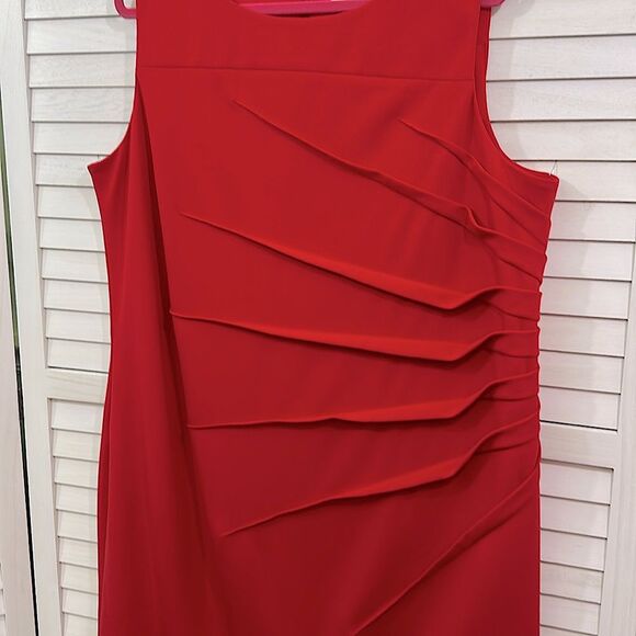 Calvin Klein Sheath Dress Size 20W Red Sunburst Sleeveless - Picture 4 of 8